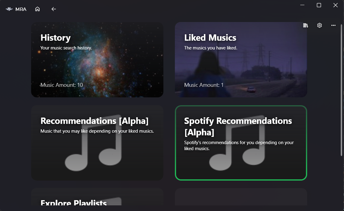 MRA - Music Identifier - Music Discovery Playlist Page
