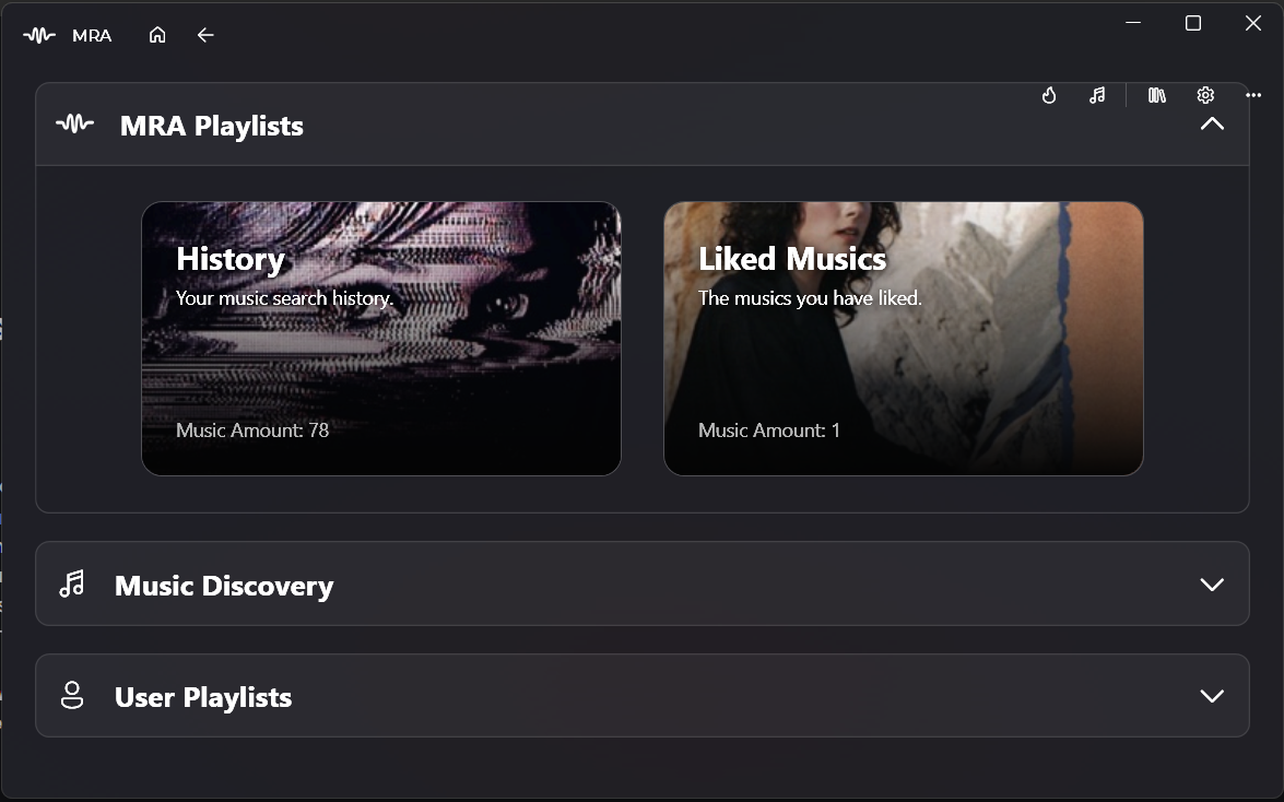 MRA - Music Identifier - Music Discovery Playlist Page